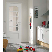 Arco interior francés puerta con vidrio y panel de MDF barnizado blanco